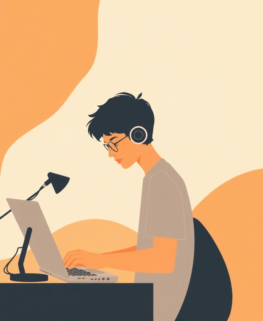 Retrato ilustrativo de Oscar trabajando